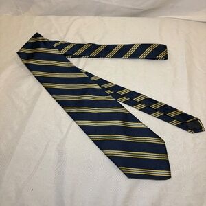 BROOKS BROTHERS 346 Men's 100% Silk Necktie USA Designer STRIPED Blue/Yellow EUC